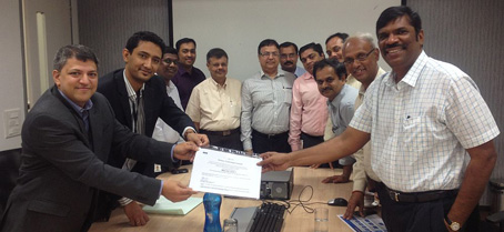 Sankaran Venkataramani, Associate Director, KPMG, presents the certificate for Defiance's successful compliance to CMMI Level 3 to Subu D Subramanian, MD & CEO, Defiance Technologies Sankaran Venkataramani, Associate Director, KPMG, presents the certificate for Defiance's successful compliance to CMMI Level 3 to Subu D Subramanian, MD & CEO, Defiance Technologies